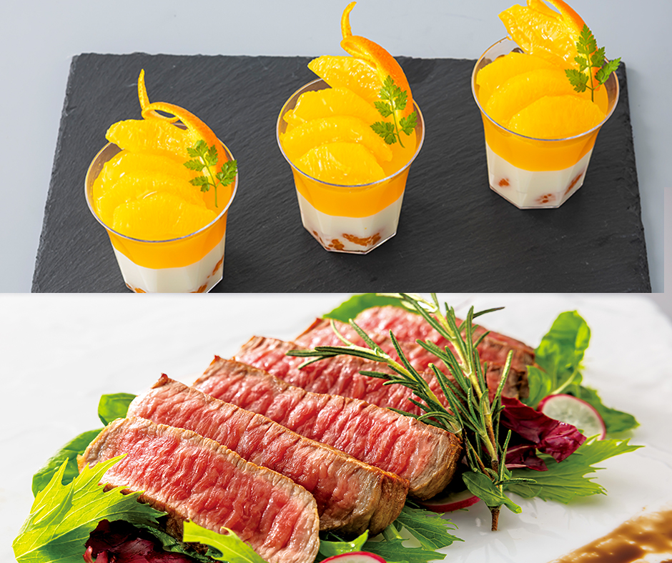 牛肉のタリアータ&季節のフルーツゼリー